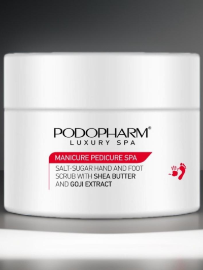 Podopharm Peeling aus Salz und Zucker für Hände und Füsse mit Sheabutter und Goji